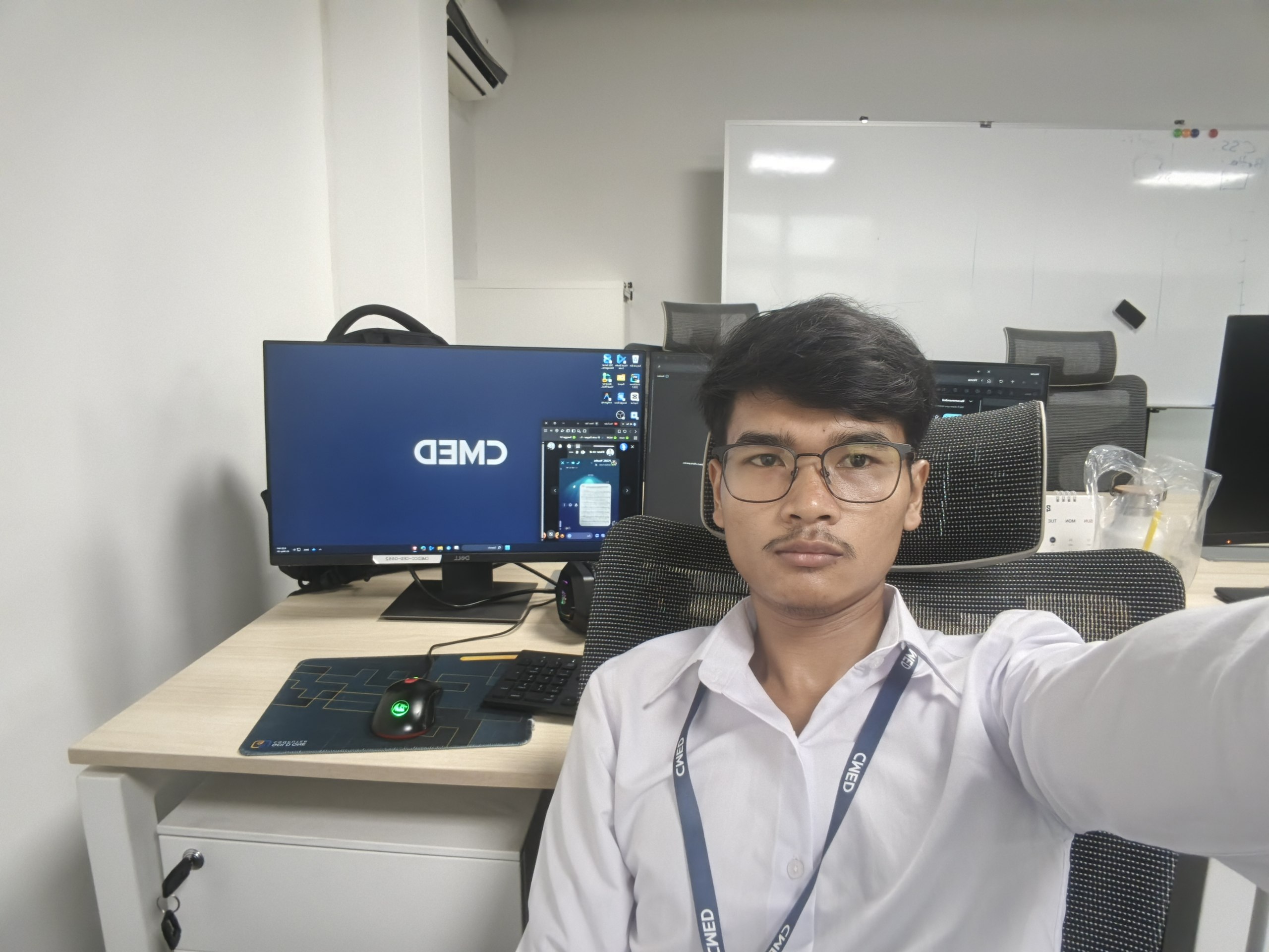 Seng Chhunyeang at the CMED office